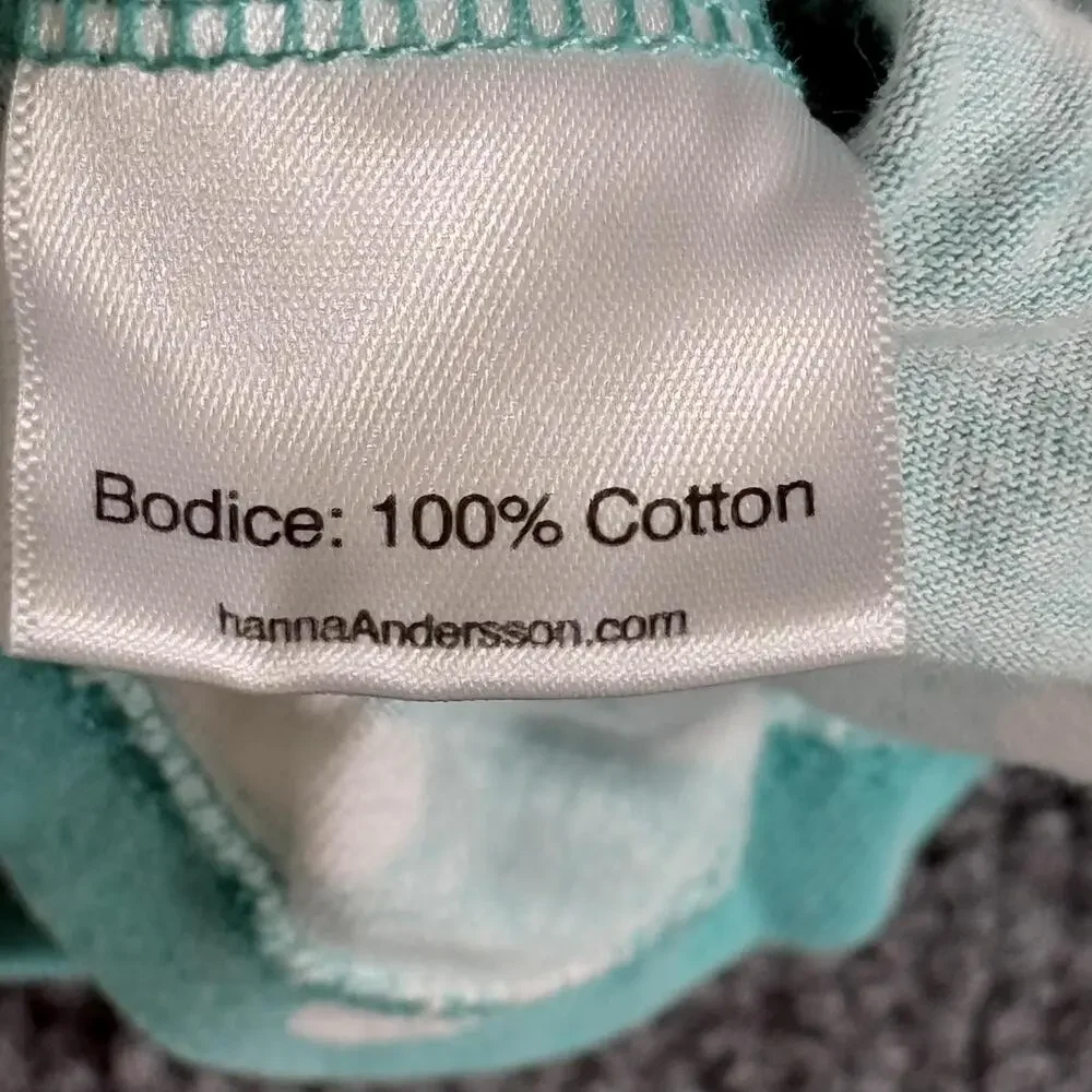 Hanna Andersson Dress Girls Size 8 Blue White Polka Dot Sleeveless 100% Cotton
